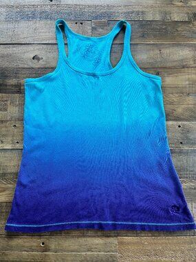 Kirra Blue Ombre Spaghetti Strap Racerback Ribbed Tank 100% Cotton L